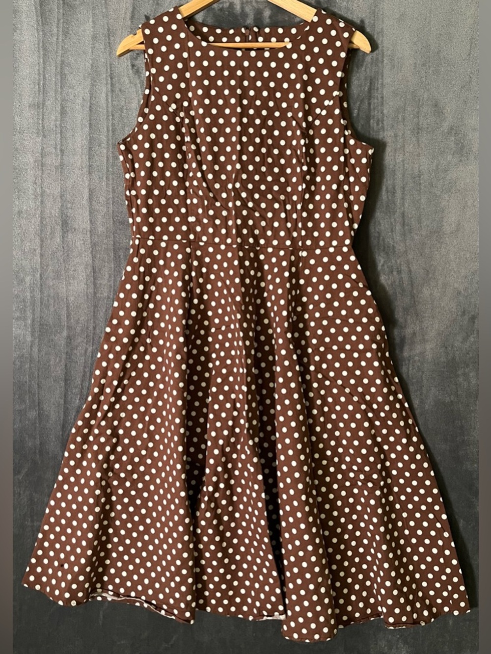 Simple Flavor XL Sleeveless Brown White Polka Dot Dress